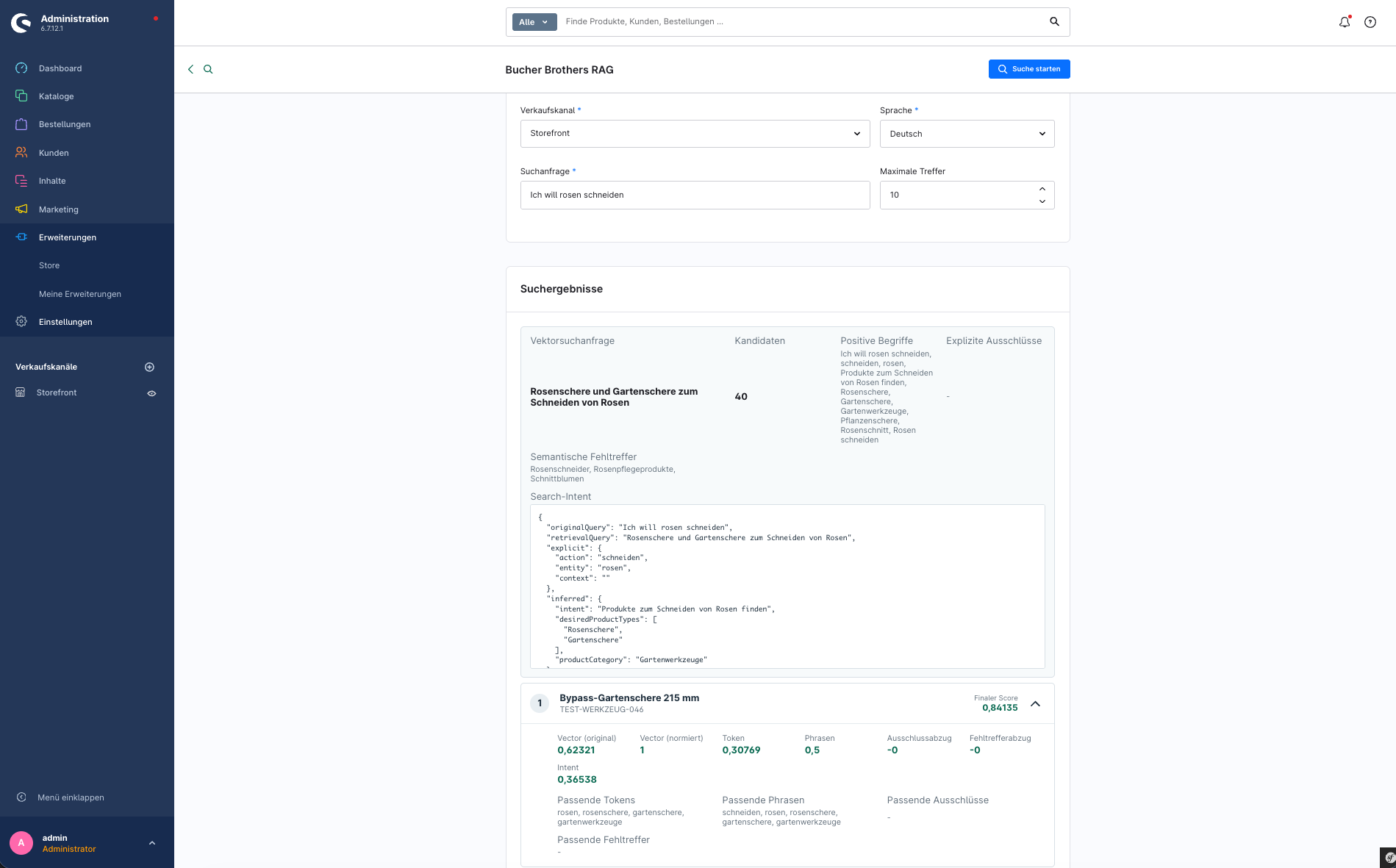 Testsuche mit Intent-Auswertung und transparenter Produktbewertung